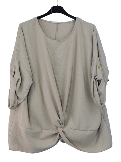 Ladies Italian Lagenlook Front Twist Knot Blouse Top