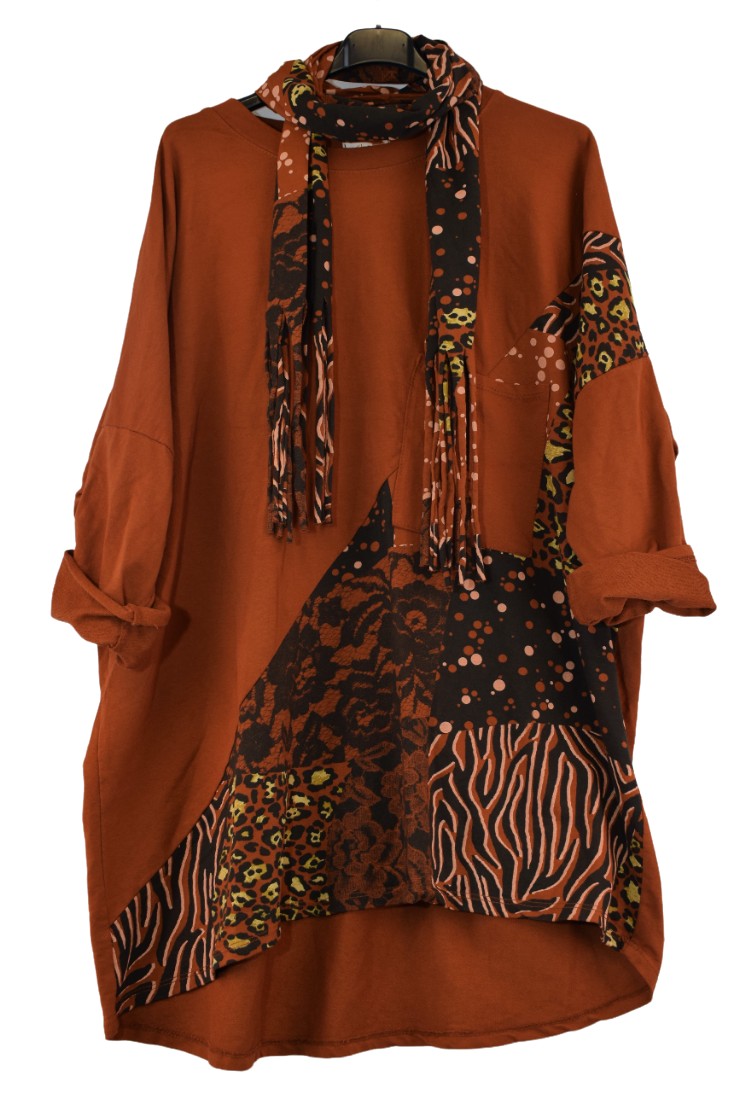 Ladies Italian Printed Tunic & Scarf Set