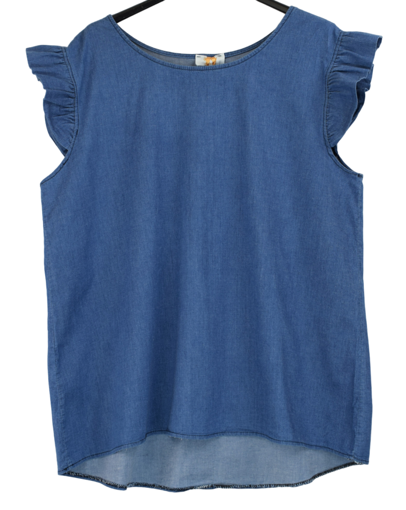 Ladies Italian Lagenlook Denim Vest Top with Back Button Detail