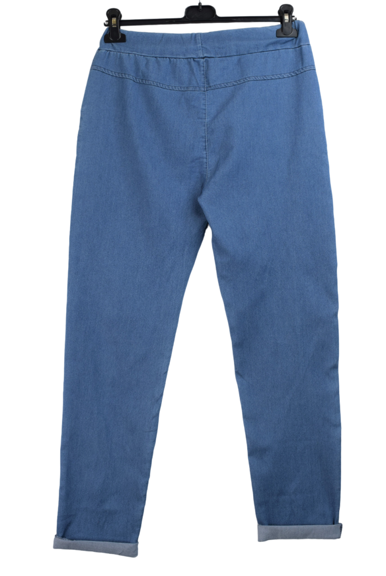 Ladies Italian Lagenlook Denim Stretchy Magic Trousers